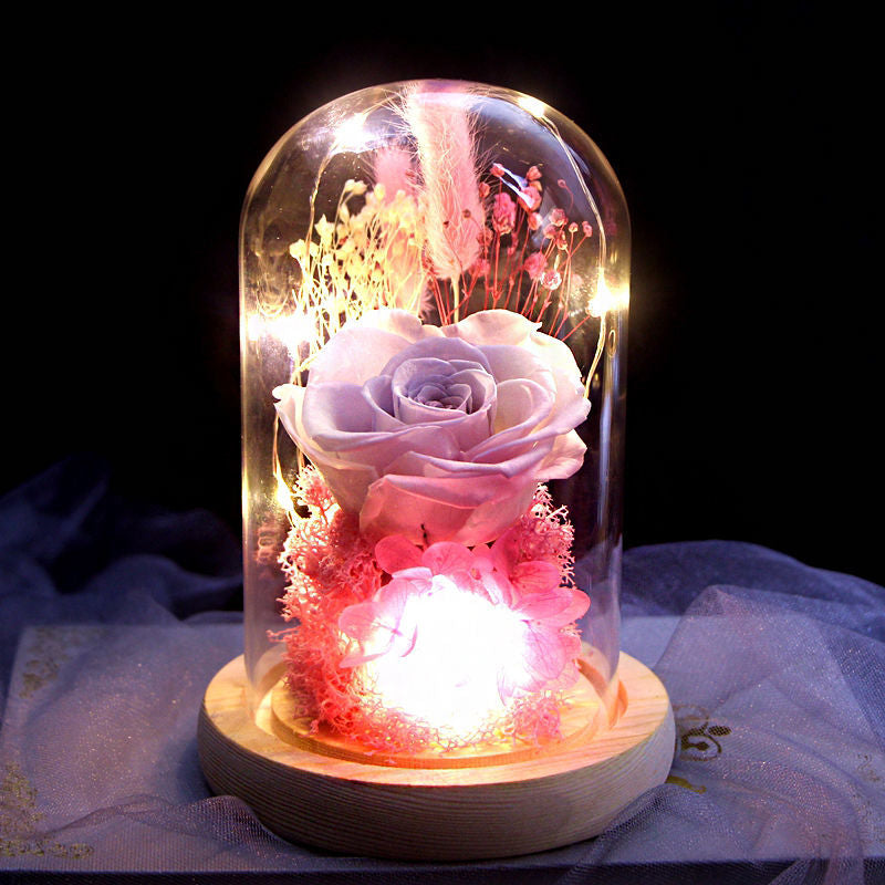 Kiss love - One Big Preserved Rose with Glass cover LED Lighting