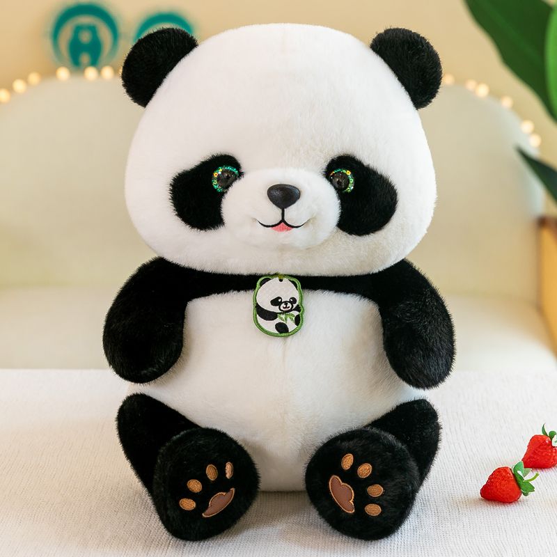 Sparkle Eye Panda Bear cute black and white plush toy sitting