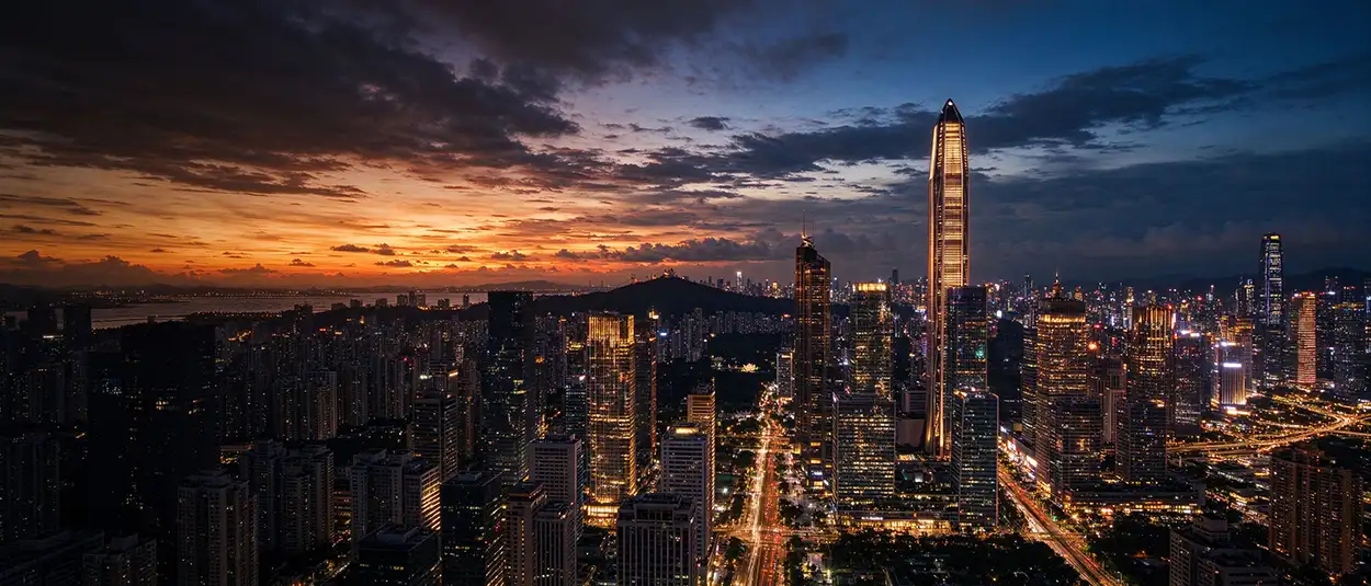 Flower delivery to Shenzhen — city skyline at night